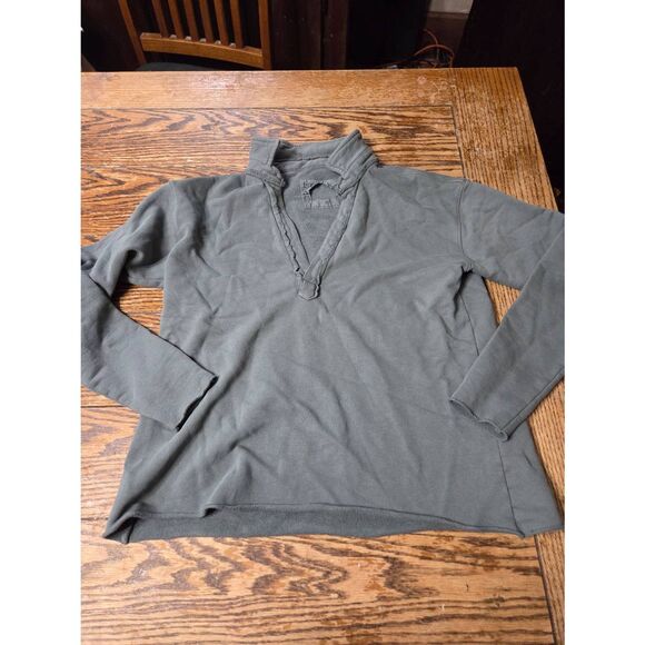 Frank & Eileen Patrick Popover Henley Collared Triple Fleece Sage Green Sz XS - Picture 2 of 5